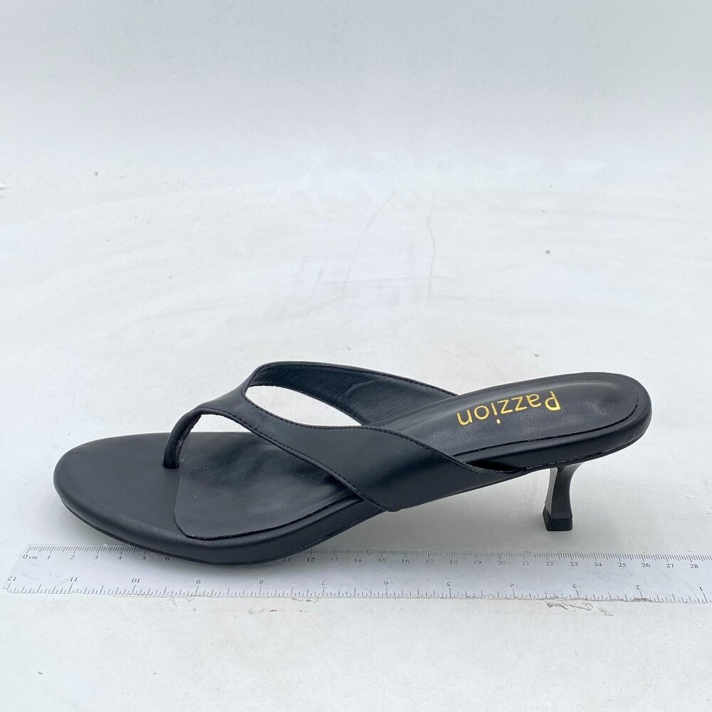 Pazzion Black Flip Flops Open Toe Low Heels Thong Sandals Casual Daily Shoes